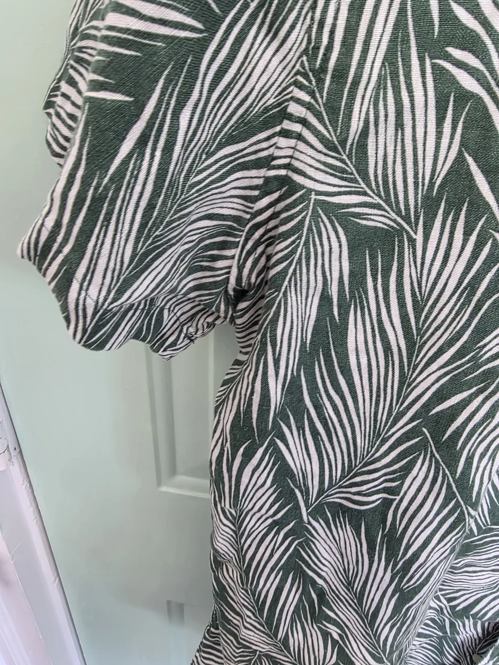 J. Crew Green Leaf Print Short-Sleeve Button-Up Shirt